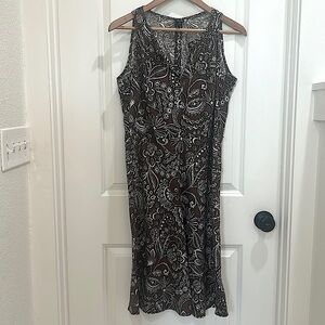100% linen Vintage Rafaella brown sleeveless midi dress